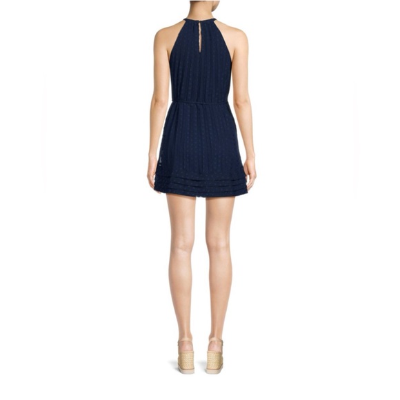 NWT Ramy Brook Tiana A-Line Halterneck Sleeveless Mini Dress in Spring Navy Blue - Picture 4 of 10